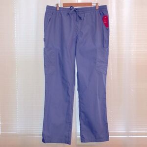 Red Panda L Men’s Ceil Blue Elastic Waist Drawstring 8+ Pocket Scrub Pants